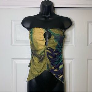Strapless Multicolor Center Cutout Top